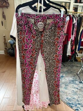 Almatrichi Madrid Spain Patterned Trousers Pants Size 42 Fuchsia Mosaic